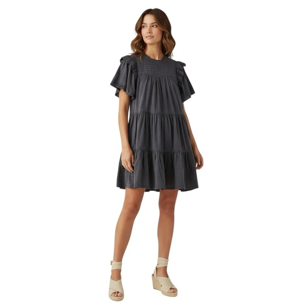GOOD HART by MATILDA JANE McKinney Tierred Dress in Charcoal Size Small - Picture 9 of 9
